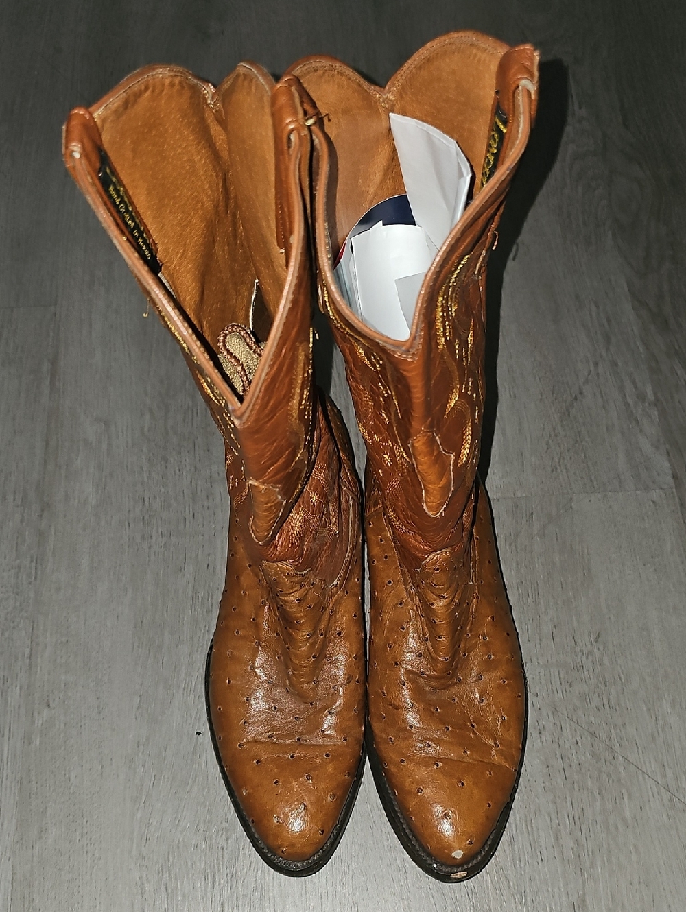 LONGHORN Tan Leather Western Cowboy Boots Size 10